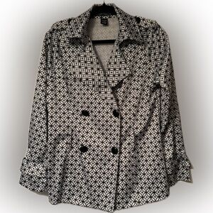Scott Taylor Sz Med Black & White Jacket Double breasted, great buttons, no belt